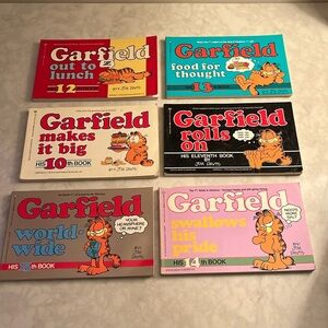 COPY - Vintage 80s Lot of 6 Garfield the Cat Comic Strip Funny Books by Jim Da…